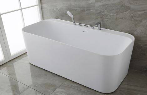 Drejø 170 cm fritstående badekar - mat hvid - med krom armatur