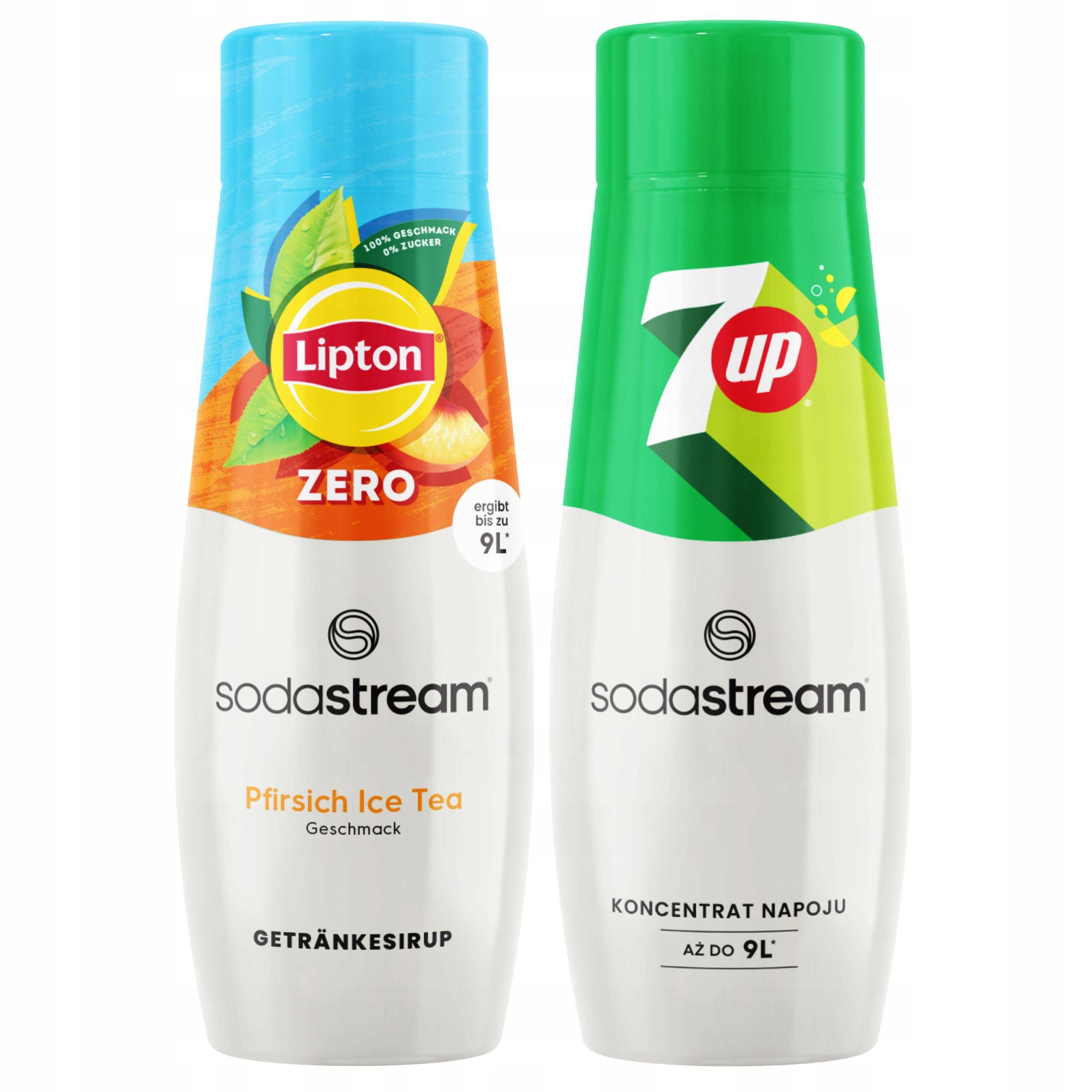 2x SodaStream Syrup Lipton Ice Tea Peach Zero Sugar Free + 7UP