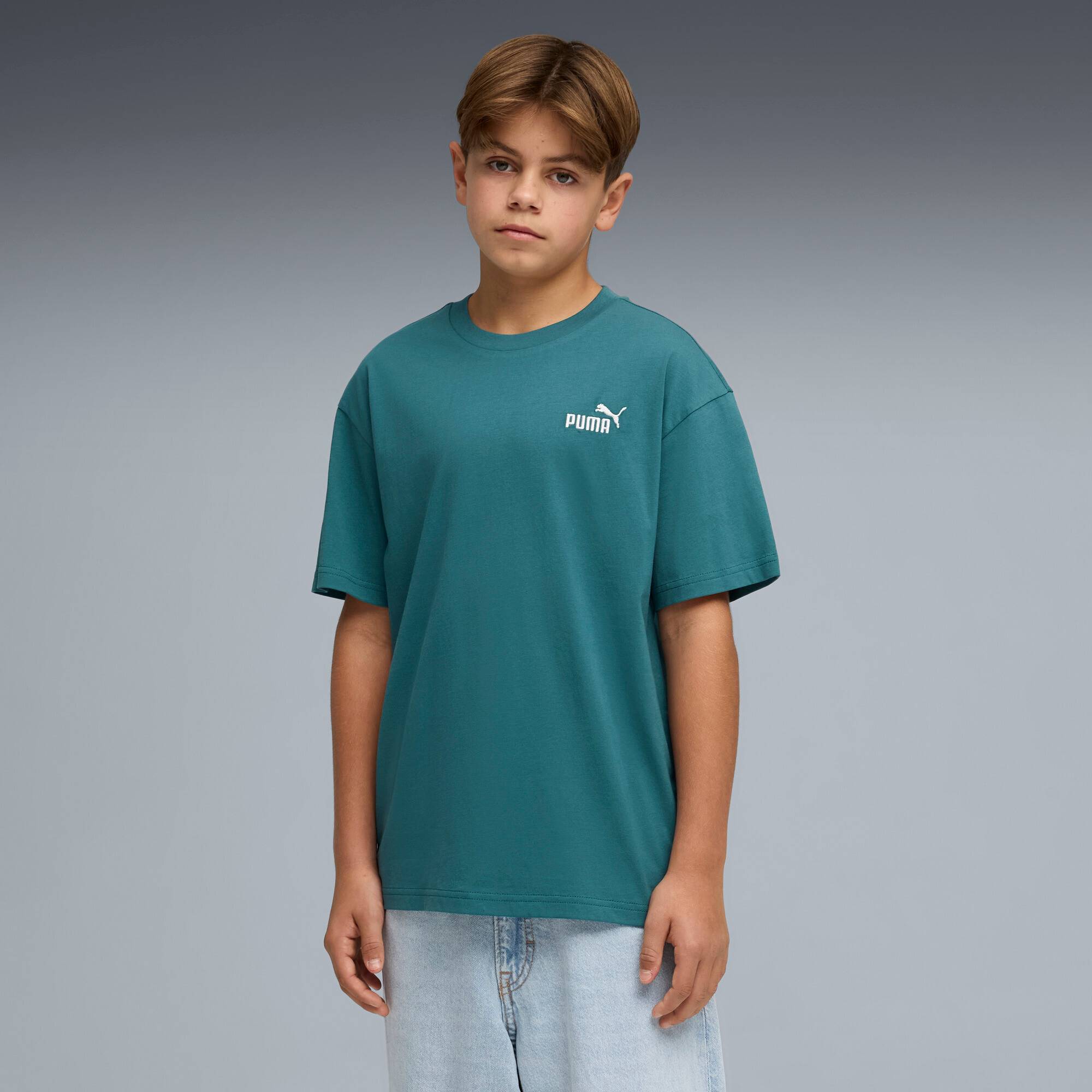 PUMA ESS Small No. 1 Logo Relaxed Tee Youth, Clothing, Emerald Ice, 7-8Y