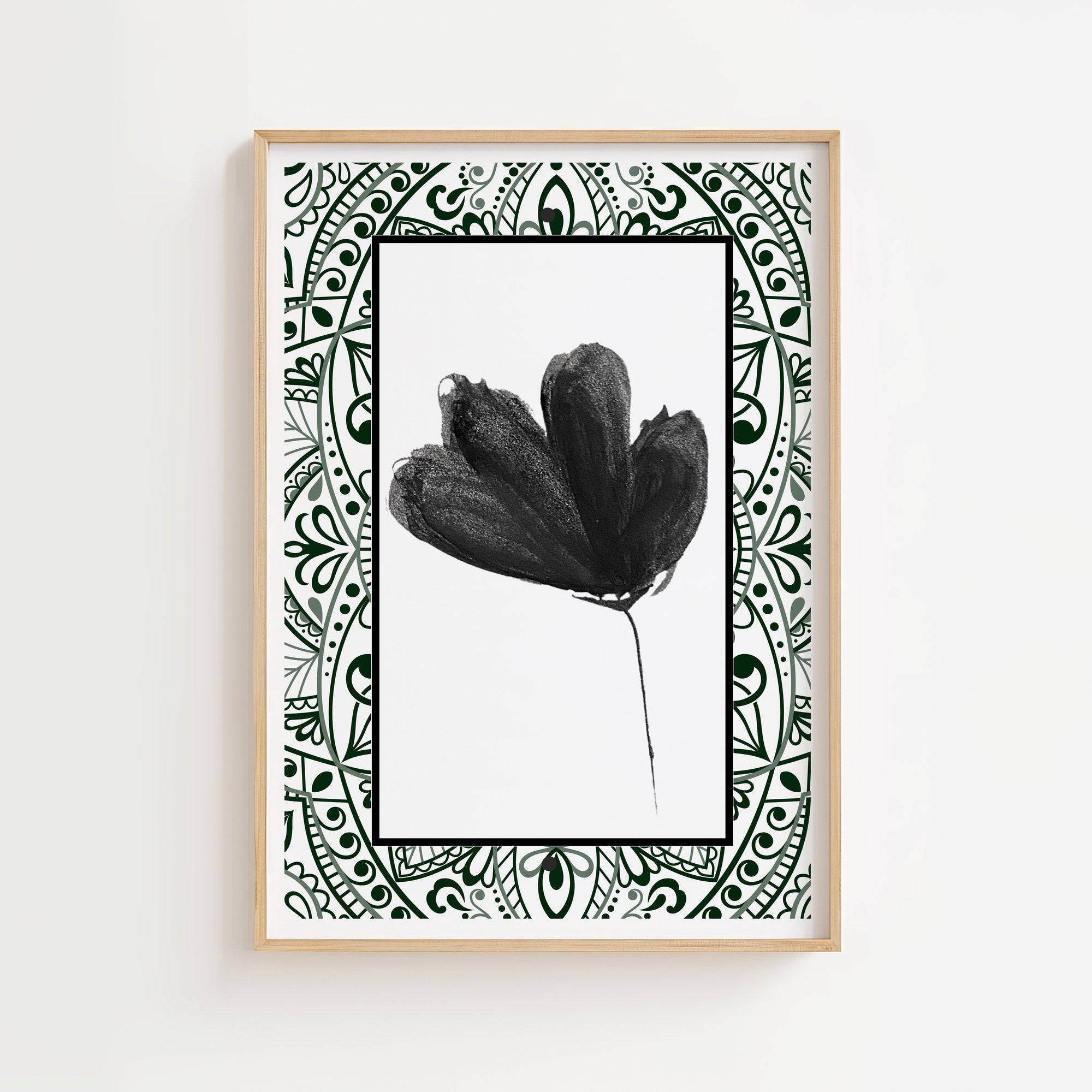 Schwarzer Tulipan med OrnamentRahmen Poster | 100 x 140 cm | Ellens Postershop.