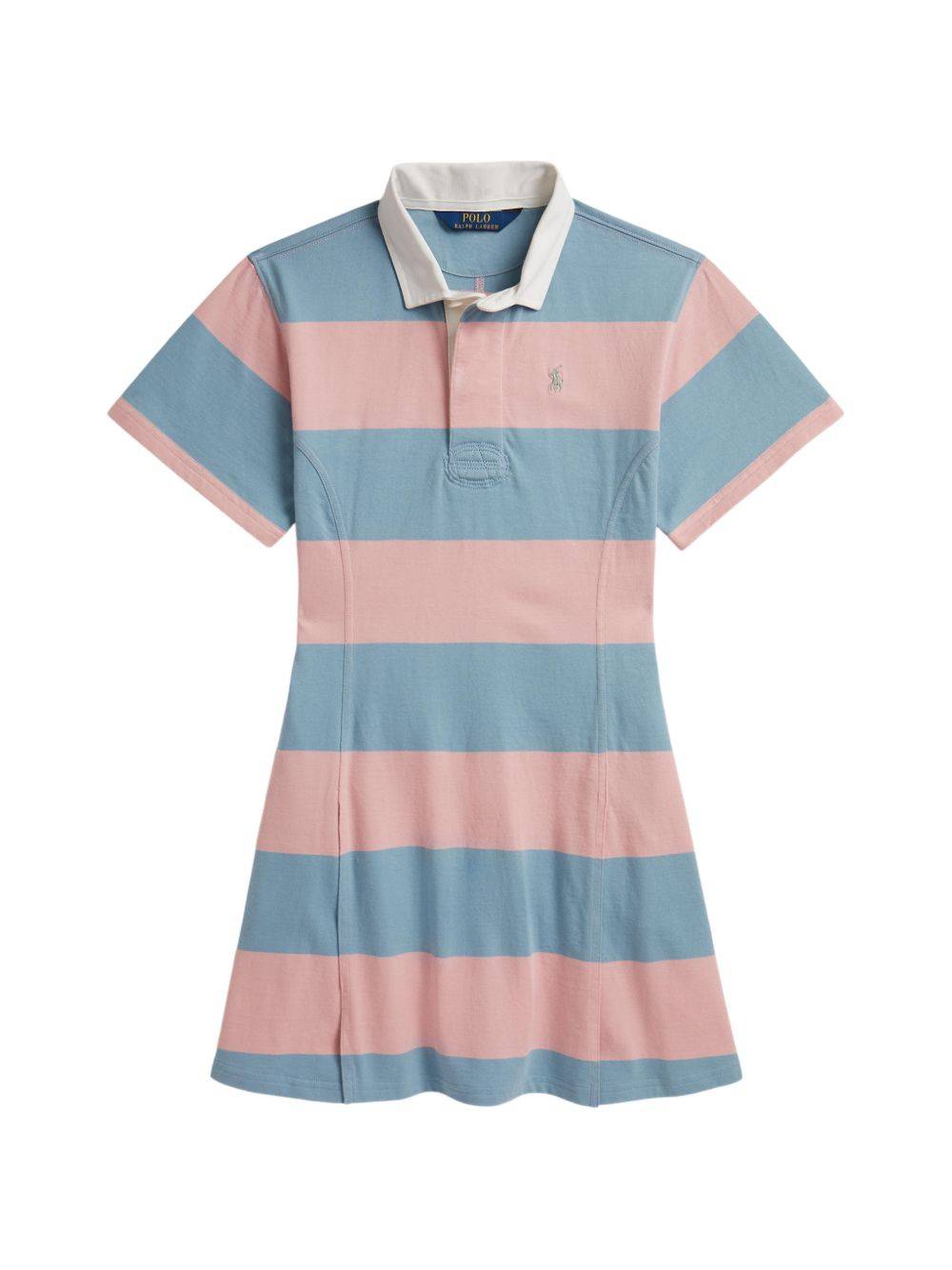 POLO RALPH LAUREN KIDS - Rugby randig kortärmad klänning - barn - bomull - 10 - Blå