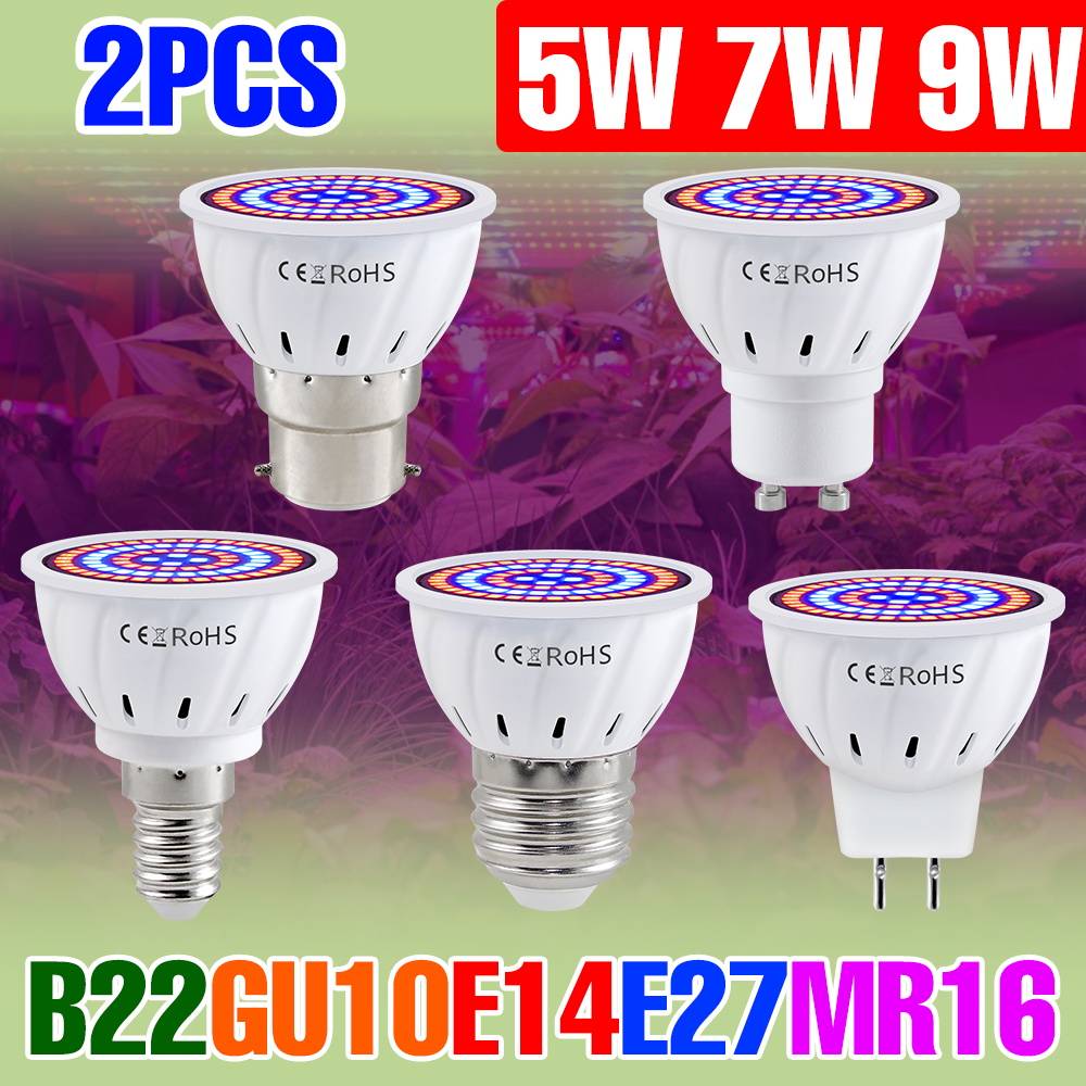 9W Full Spectrum LED Grow Light E27 Indoor Plant Fill Lamp 220V Greenhouse Tent Potted Succulent Seedling Cultivation Lighting