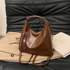 Fashion Backpack For Women, Korean Style Minimalist Versatile Tote Bag, Niche High-End Casual Handbag - Brown