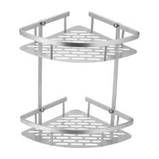 2-trins Dobbelt Hjørnehylde i Aluminium til Bad - 34.5cm