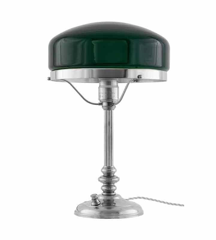 Bordlampe - Karlfeldt nikkel, grøn skærm