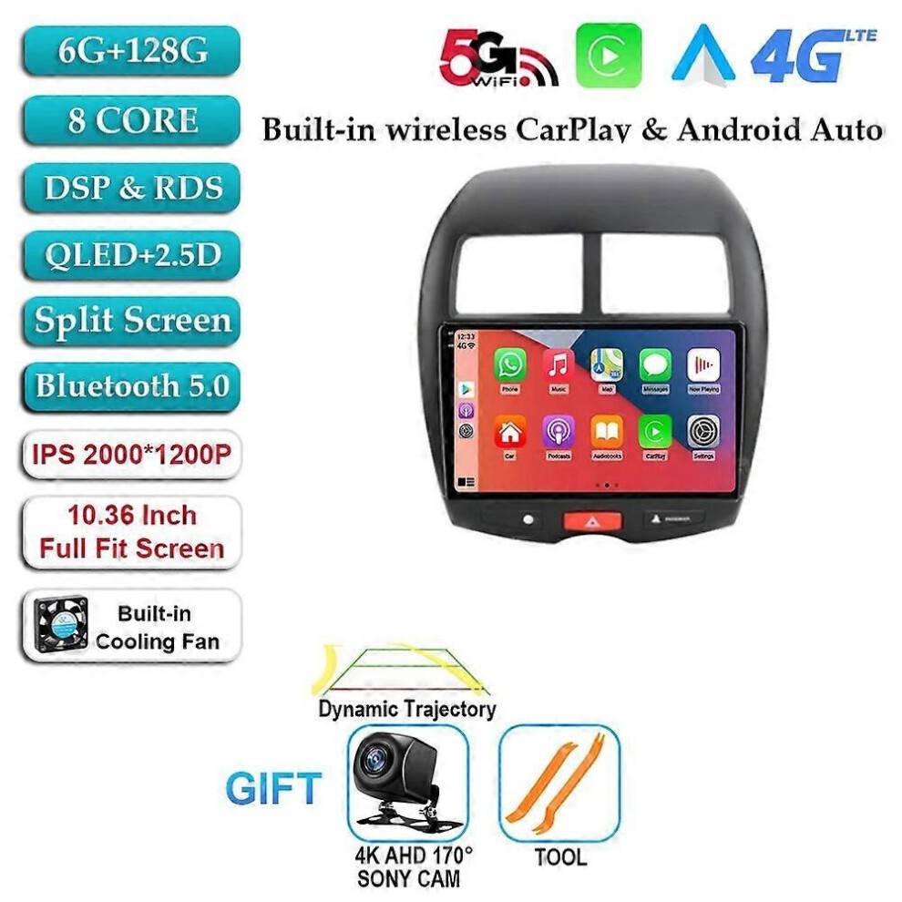 (2k 6 128G CAM) Android 13 Carplay Auton Car Radio Multimedia For Mitsubishi ASX 1 2010 - 2016 Car Android Video Stereo GPS Head Unit No DVD