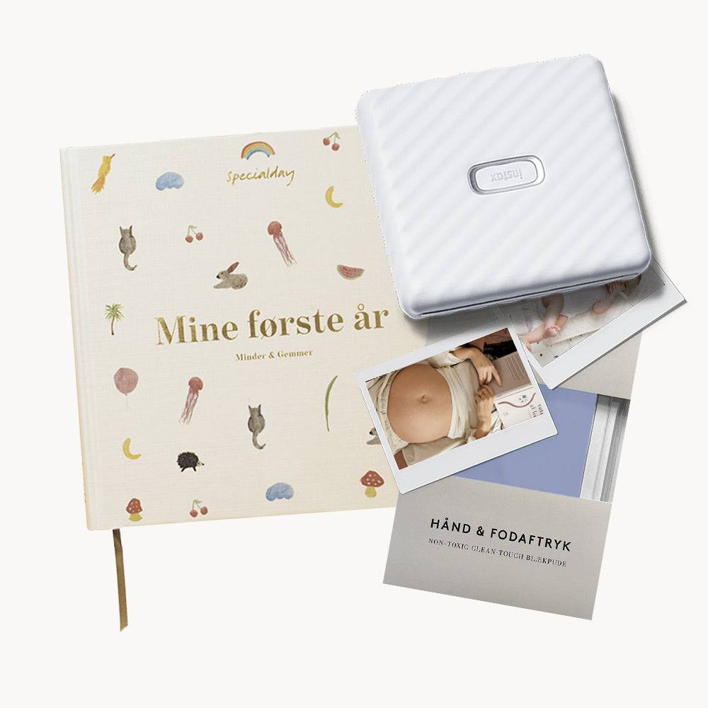 barnets bog, smartphone printer, aftryk & washi tape - creme / chokoladebrun / signatur