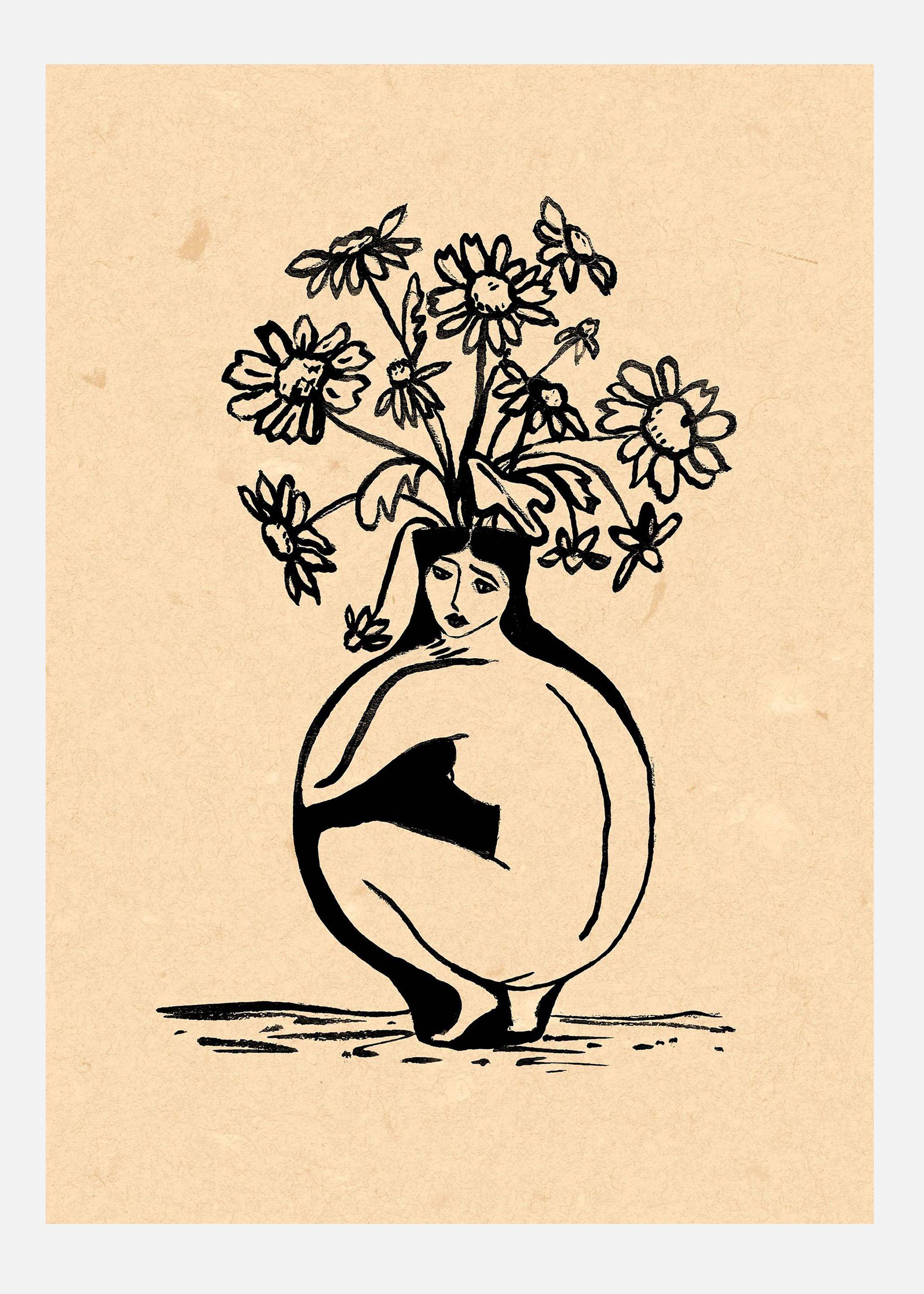 Woman In Vase Canvastavla (70x100 cm)