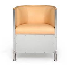 Källemo - Aluminium Fåtölj, Tärnsjö Plymåläder 8800, Karm i naturlig bok, Polerad aluminium - Fåtöljer - Mats Theselius - Beige - Läder/Metall/Trä/Skum