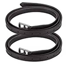 Stirrup Belt, British Soft Leather Saddle Stirrup Belt Adjustable Stirrup Hobble Straps with Stainless Steel Buckle(Dark Brown)