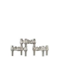 STOFF NAGEL Quist Candle Holder (Set With 3 Pcs) - Brushed Chrome |Silver |5.9X10 cm