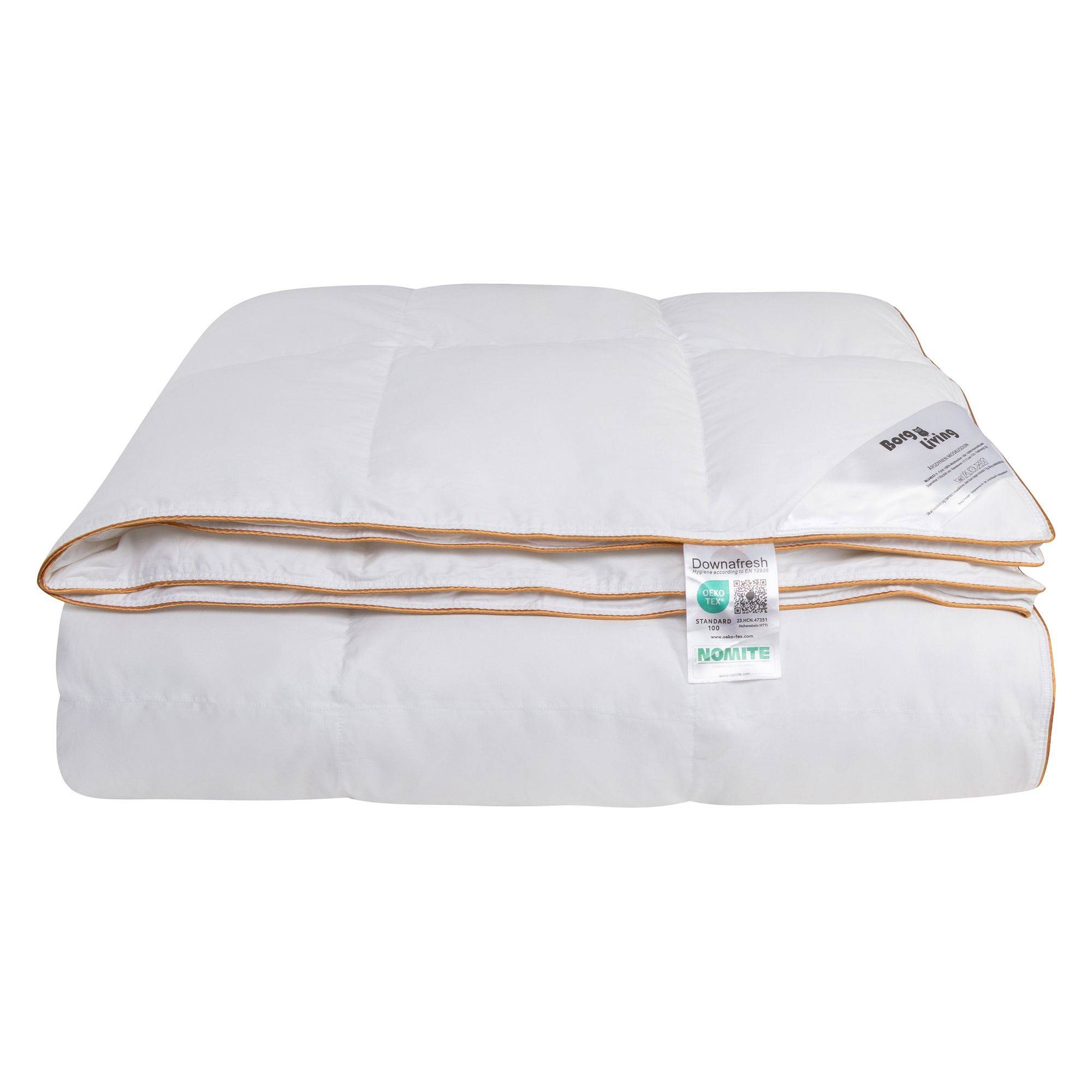 100% moskusdundyne - NOMITE helårsdyne (allergivenlig) - 200x220 cm - Ekstra fint bomuldssatin bolster - Borg Living Årsdynen 2025