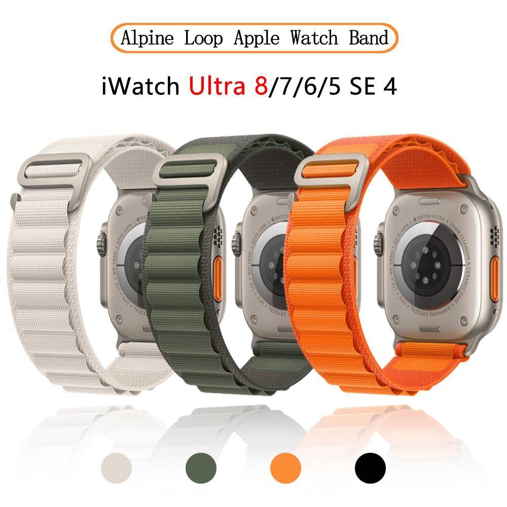 Alpine Loop för Apple Watch Ultra Armband 49mm 44mm 40mm 42mm 38mm Sportarmband Correa iWatch Serie 8 7 6 5 3 Se 45mm 41mm Band gray