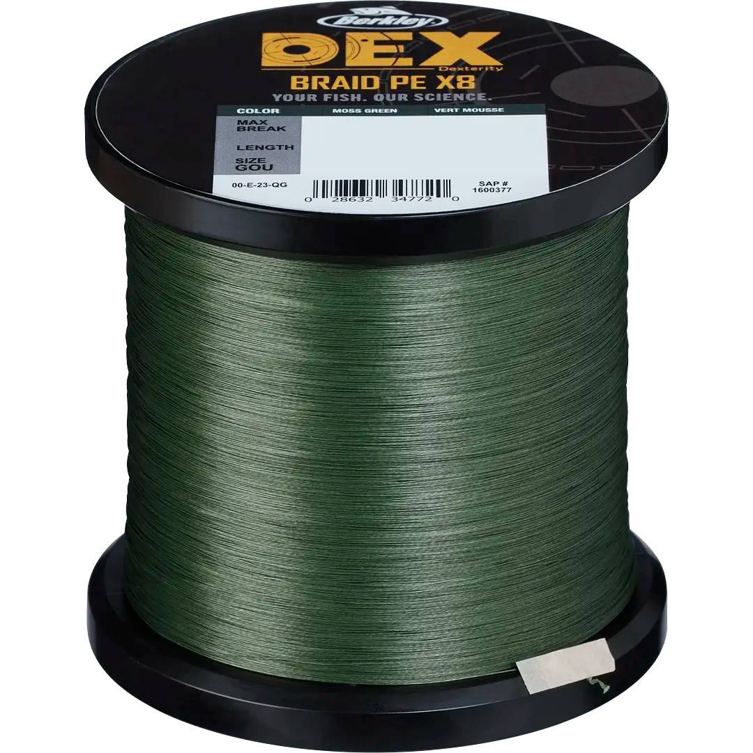Påspoling af 150m Berkley Dex X8 Braid Mørkegrøn 0,06mm 5,4kg