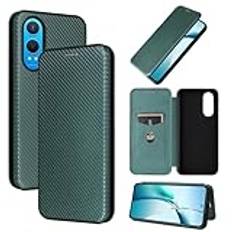 Smartphone Flip Fodral Compatible with OnePlus Nord CE4 Lite 5G/k12x 5G Case, Slim Carbon Fiber Textures+ PC Hybrid Case Full Protection Shockproof Flip Case Cover Compatible with OnePlus Nord CE4 Lit