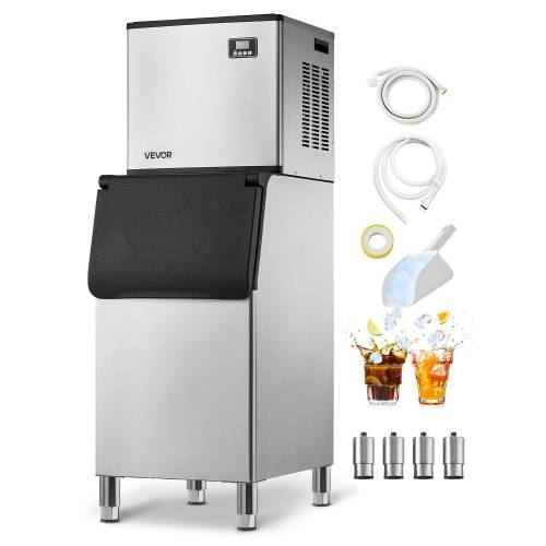 VEVOR Commercial Ice Maker Machine, 181.4 kg/24H Ice-Making Machine with 136 kg Large Storage Bin, Auto Self-Cleaning Ice Maker with Touchscreen for Bar Cafe Restaurant Business Commercial
