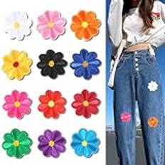 Set med 10 blommiga broderade lappar idealiska för att ge en touch av elegans till dina nödvändigheter i garderoben (grönt gräs)