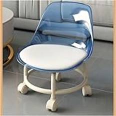 Low Rolling Stool Small Acrylic Stool with Wheels, Mini Roller Seat with Back Support, Short Rolling Stool Chair for Work, Home Cleaning, Garage, Office and Laundry,Blue