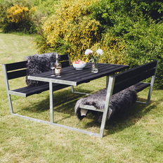 Picknickbord Thor Svart Galvaniserad ram med rygg 180 x 201 cm HORTUS