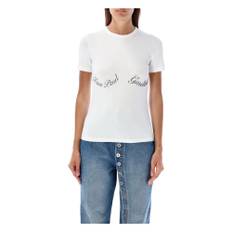 Jean Paul Gaultier, Top, Dame, Hvid, M, Bomuld, Ikonisk JPG Signature T-shirt Hvid Sort