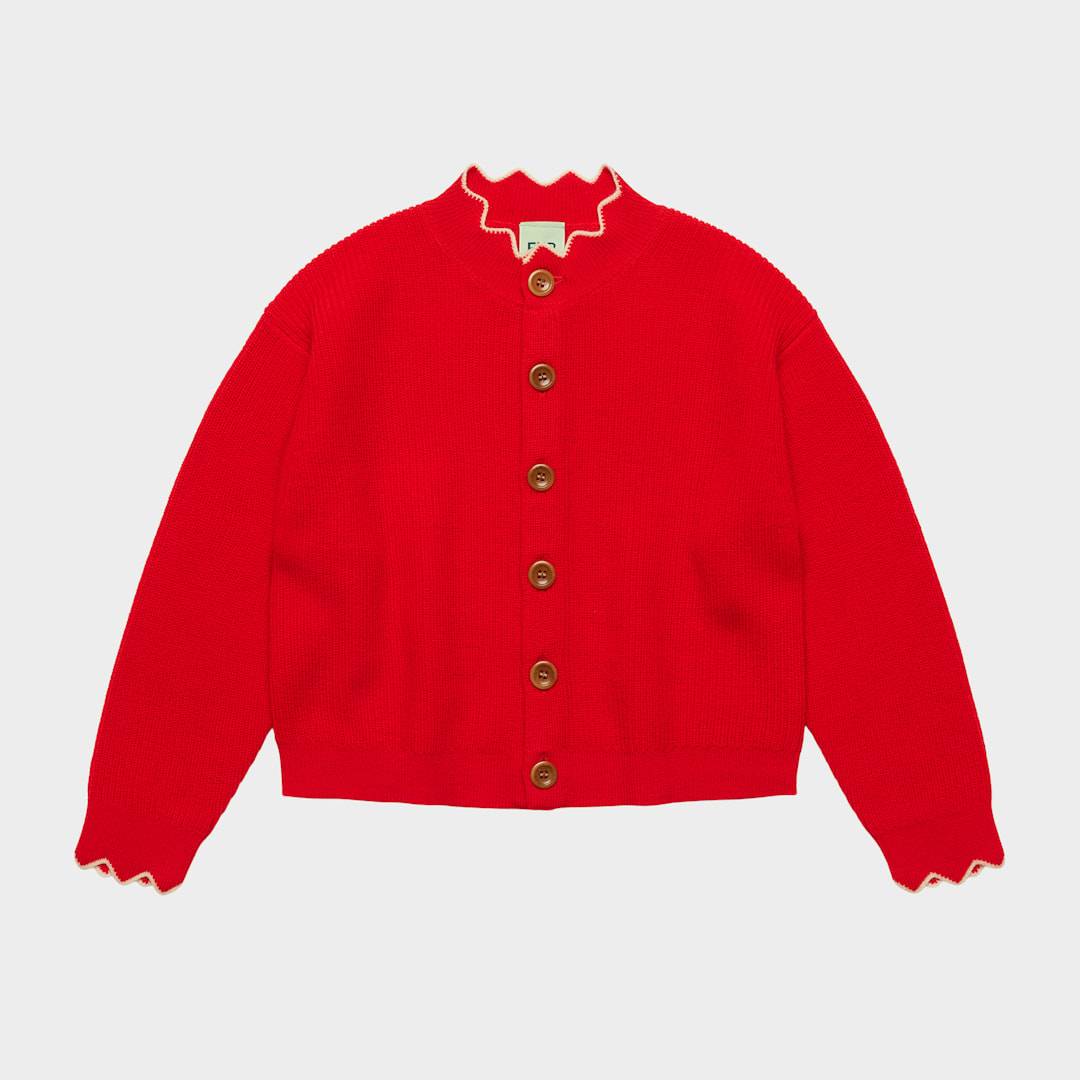 FUB Rib Cardigan Classic Red Classic Red 140 cm Röd 140 cm Flickor