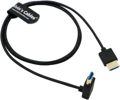 Alvin's Cables 8K HDMI 2.1 Kabel Höghastighets Tunn Rak HDMI till Uppåtvinkel HDMI för Atomos Ninja V-skärm, Z CAM E2, för Sony FS5| FS7| A7S3 Kameror 1M/39,4tum