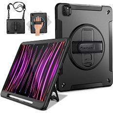 Miesherk Fodral iPad Pro 12.9 2021: Militär Stötsäker 3 Lager Case Cover för iPad Pro 12,9 Tums 5:e Generation - Pennhållare - Roterande stativ - Hand- Och Axelrem - Svart