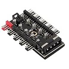 Fläktkontroll PC, Fläkt Hub PC Fläkt Styrenhet Fläkt CPU Kylfläkt PWM Hub PC Chassi Fläkt Hub 10 Port 12V 4 Pin för Dator Moderkort (Stor 4P Power)