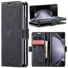 Läderplånbokskortkortsfodral för Samsung Galaxy Z Fold 5 4 Fold5 Fold4 Flip Stand Cover Bag, Svart, För Samsung Z Fold 5