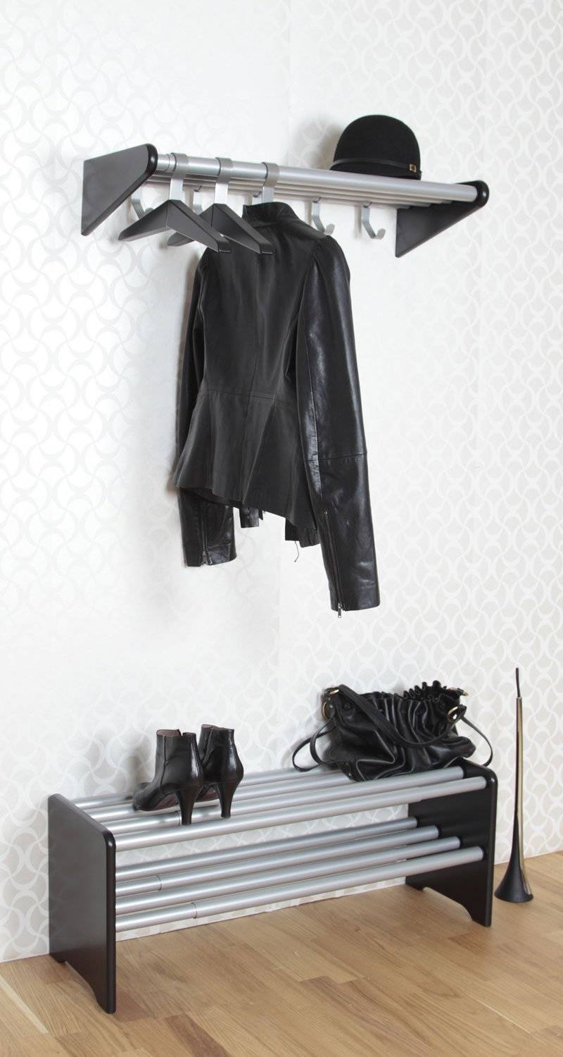 Moa skohylla och hatthylla paket 80-130cm svart