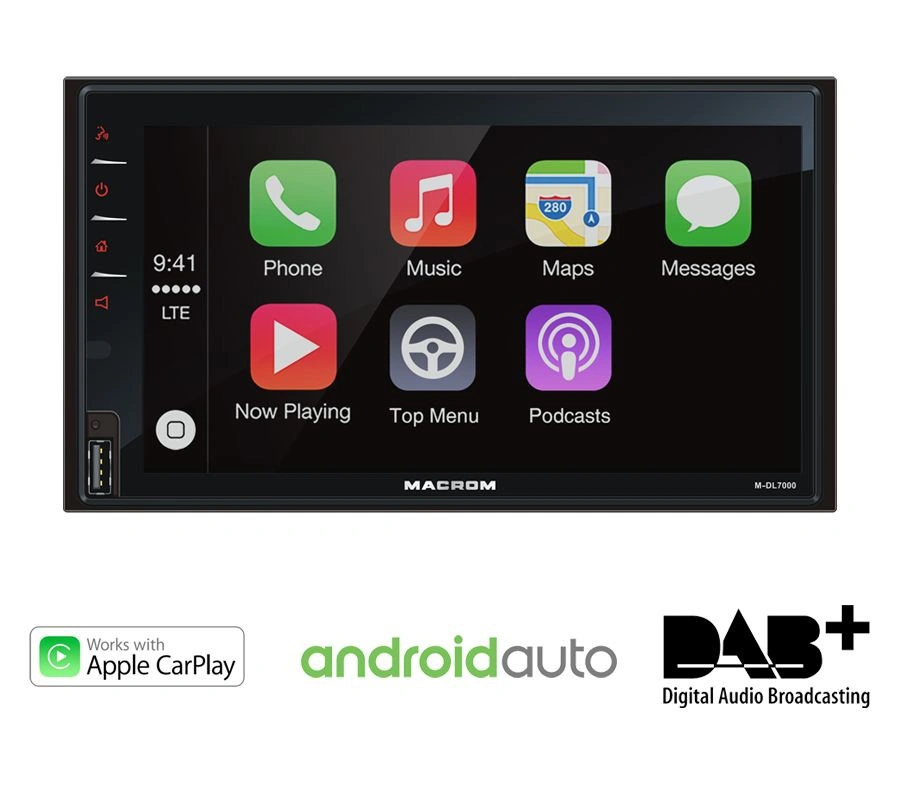 Macrom M-DL7000D25 – Bilstereo med Apple CarPlay, Android Auto, DAB+ och Bluetooth