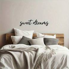 2 delar metallväggdekor, "Sweet Dreams" minimalistisk väggdekor, heminredning, kontor, vardagsrum, sovrum, väggdekoration - Svart (40cm*16cm)