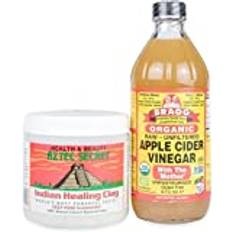 Aztec Indian Healing Clay 100% Original Bentonite Clay Mask + BRAGG Apple Cider Vinegar - PACK