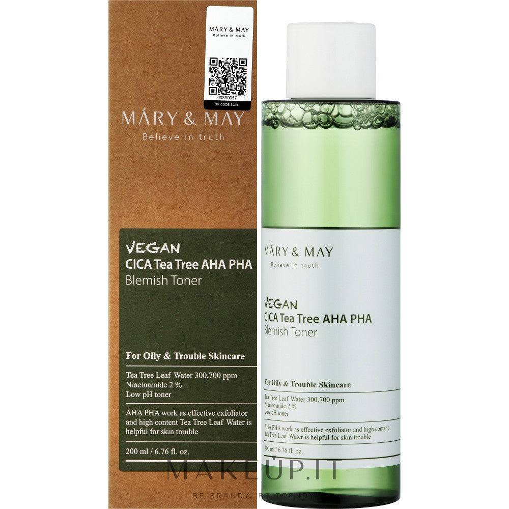 Mary&may Vegan CICA Tea Tree AHA PHA Tonico Acido — Tonico 200ml
