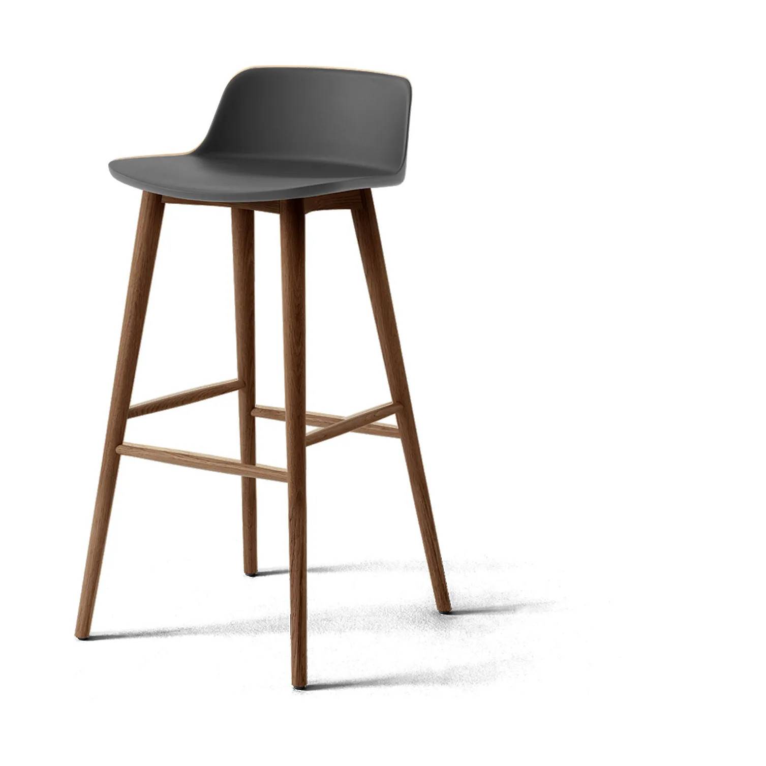 &Tradition Rely HW123 barstol Stone grey-lackerad valnöt, 75 cm
