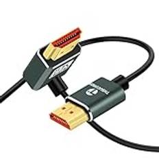 Thsucords Ultratunn 8K HDMI 2.1 90 Graders Nedvinkelkabel 1M, Flexibelt Smalt Höghastighetskabelstöd 4K @120Hz 8K @60Hz Kompatibel med Roku TV/HDTV/PS5/Blu-ray