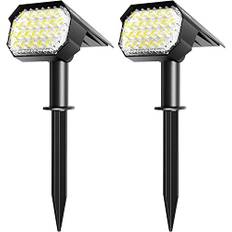Quntis IP65 solstrålkastare utomhuslampa kraftfullt justerbart ljus, 2 LED solcellslampor utomhusbelysning för trädgårdsuppfart garage terrass gård, solcellslampa för mark vägbelysning