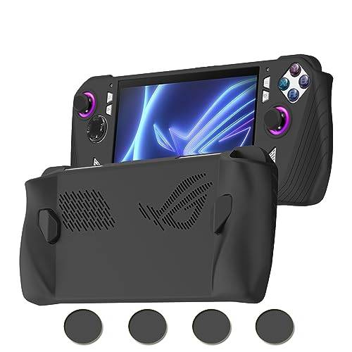 Silikonskyddsfodral för ASUS Rog Ally, silikonfodral halkfritt stötsäkert skydd för ASUS Rog Ally spelkonsol med halkfria tumgrepp (svart)