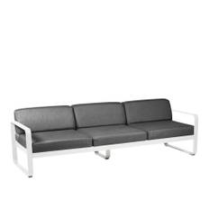 Fermob - Bellevie 3 Seater Sofa Graphite Grey Cushions, Cotton White - Udendørs sofaer - Pagnon & Pelhaître