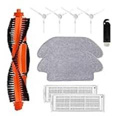 10 stycken reservdelar för Xiaomi Mi Robot Vacuum XMSTJQR2S/Mop 2S/STYJ02YM, Xiaomi robotdammsugare reservdelar set innehåller, 4 filter, 1 huvudborste, 4 sidoborste, 2 torkdukar och 1