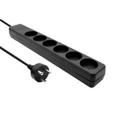 MicroConnect Dansk EDB 230V 6-stikdåse med EDB jordstik | Sort | 7, | PRIS-MATCH