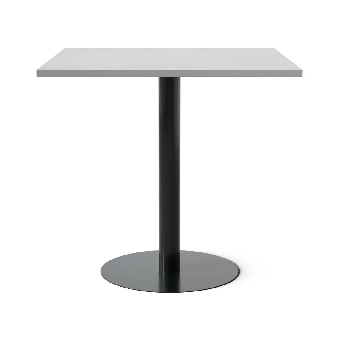Cafébord Kvadrat - Rundt søjlefod, Størrelse 80 x 80 cm, Bordplade Mørkegrå, Stativ Sort.