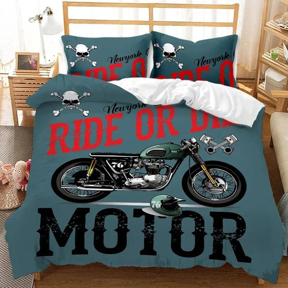 Motocrossförare Bäddset Extremsport Påslakan Barn Tonåringar Herr Motorcykel Täckeöverdrag Dirt Bike Polyester Påslakanset 70x133cm 2pcs