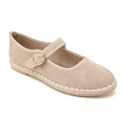 Ballerinerna Mary Jane i Suédine – L'Élégance Douce et Rétro - Beige (EUR36,EUR37,EUR38,EUR39,EUR40,EUR41)