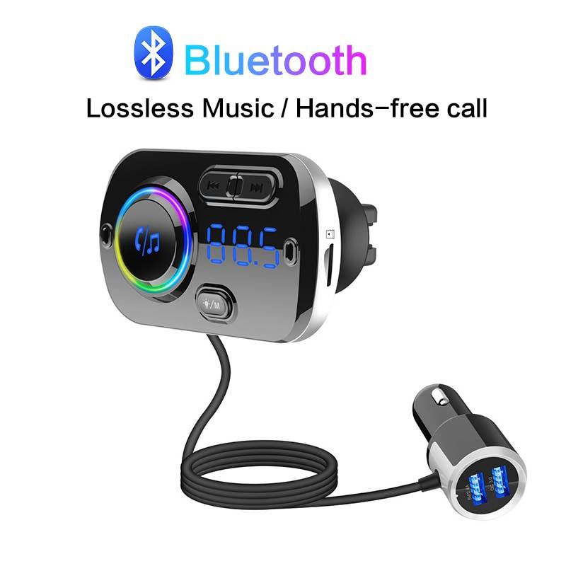 Bil bluetooth mp3- spelare fm-sändare med handsfree-talande usb-snabbladdare handsfree-samtalsbelysning