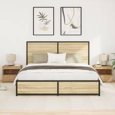 vidaXL Natbord med LED lys 2 stk Artisan Eg 50x40x45 cm