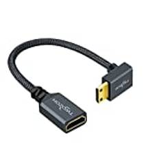Twozoh Uppvinklad Mini HDMI till HDMI Adapterkabel 0,2M, Nylonflätad 270° graders Hane Mini HDMI till Hona HDMI-förlängningskabel stöder 3D/4K 1080p