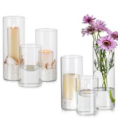 JMIATRY Set med 6 lyktor, glas, ljusglas 10/15/20 cm hög, glascylinder för ljus, glas, ljushållare för bordsdekoration, bröllop, evenemang, vardagsrum, dekoration