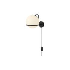 Model 238/1 Wall Lamp with Switch, opaline/black