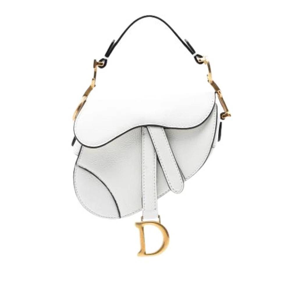 Dior Vintage Pre-owned Saddle Bag - Vintage - Dame - Hvid - ONE SIZE - Uld